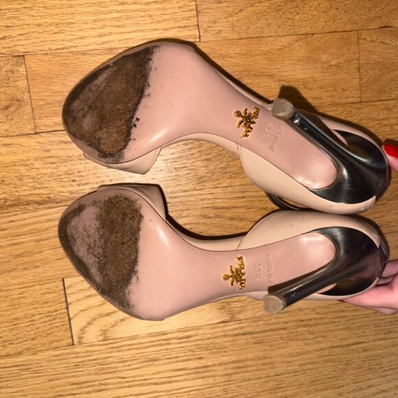 Prada D'Orsay Leather Pumps - Size 7.5, IT 37.5 Stiletto Heels - Picture 4 of 9